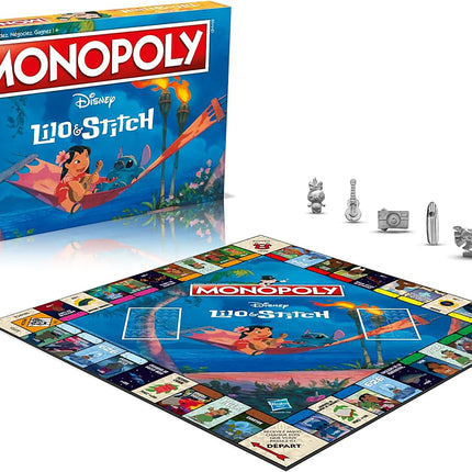 Monopoly Lilo & Stitch Winning Moves Disney – Jeu de société familial en français pour enfants dès 8 ans, aventure hawaïenne avec Stitch, 2 à 6 joueurs - jeu de société