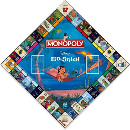 Monopoly Lilo & Stitch Winning Moves Disney – Jeu de société familial en français pour enfants dès 8 ans, aventure hawaïenne avec Stitch, 2 à 6 joueurs - jeu de société