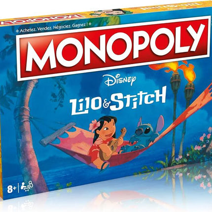 Monopoly Lilo & Stitch Winning Moves Disney – Jeu de société familial en français pour enfants dès 8 ans, aventure hawaïenne avec Stitch, 2 à 6 joueurs - jeu de société