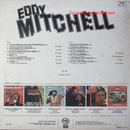 Eddy Mitchell – Alice / Société Anonyme / Toujours Un Coin Qui Me Rappelle – Vinyle 33 tours Music For Pleasure 2 M 026-61716 occasion - Disque vinyle 33 tours