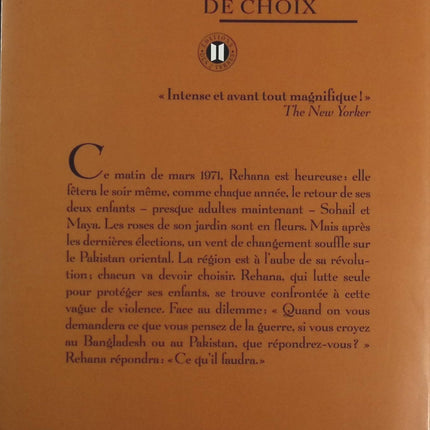 Une vie de choix - Tahmima Anam - Livre
