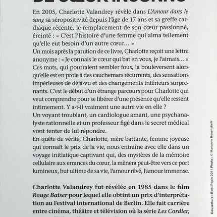 De coeur inconnu - Charlotte Valandrey - Livre