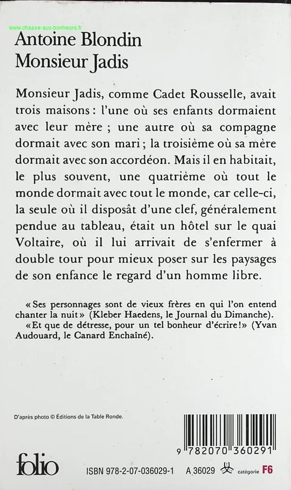 Monsieur Jadis or Evening School - Antoine Blondin - book