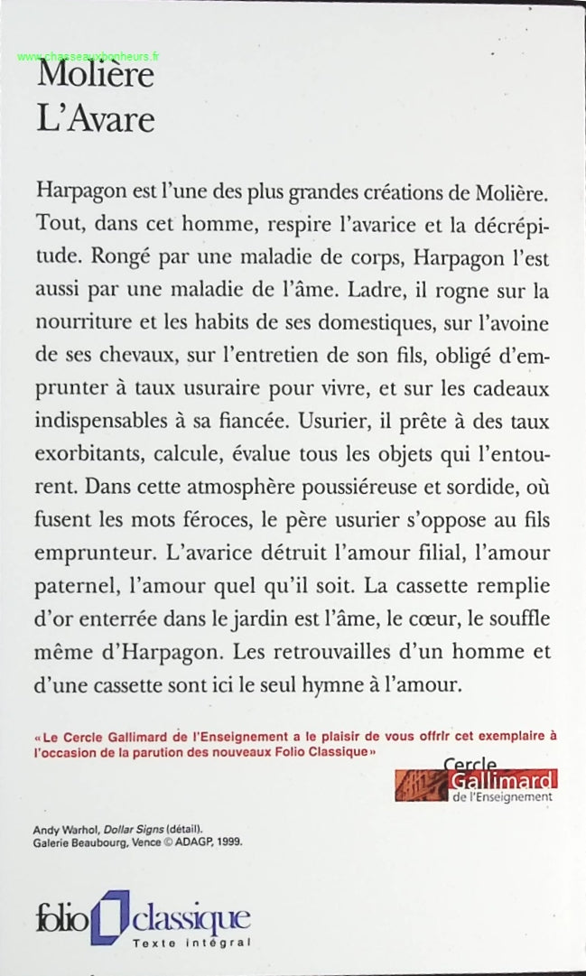 L'Avare - Molière - livre
