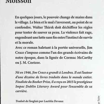 Moisson - Jim Crace - livre