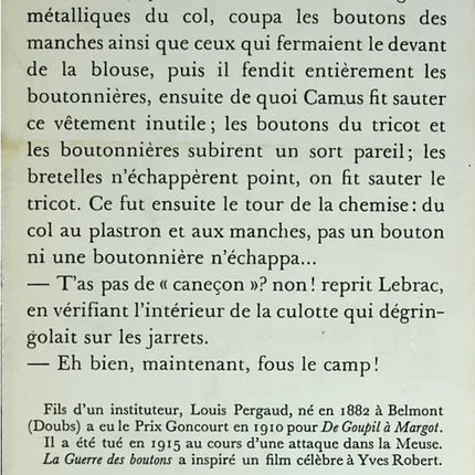 Roman La Guerre des boutons Louis Pergaud littérature classique jeunesse rivalités enfance village occasion - livre