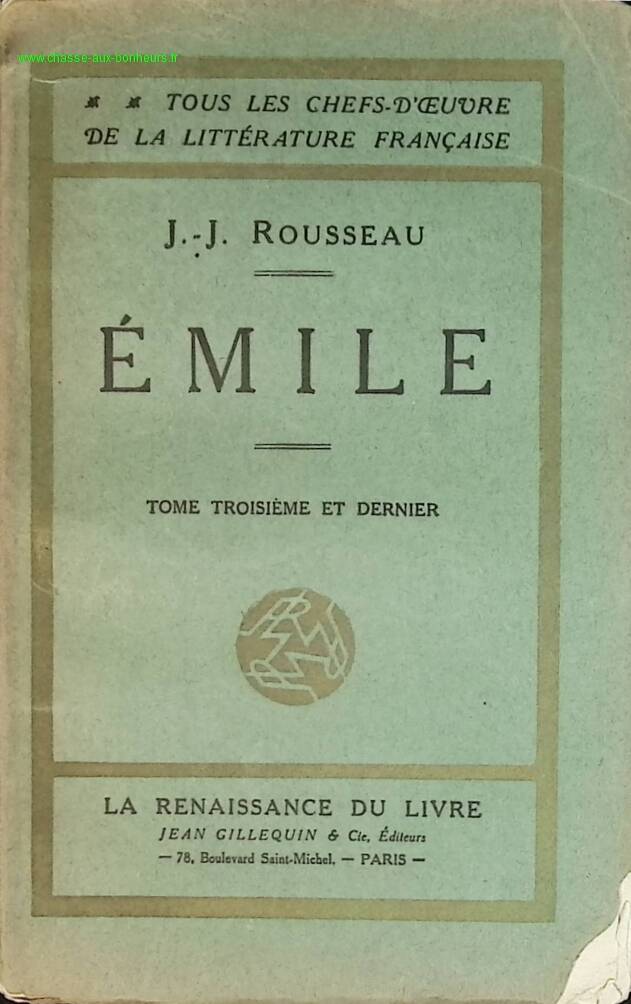 Emile tome 3 - J.J. Rousseau - livre