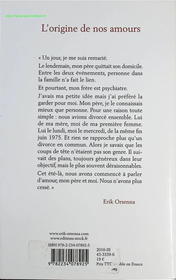 The Origin of Our Loves - Erik Orsenna - Book