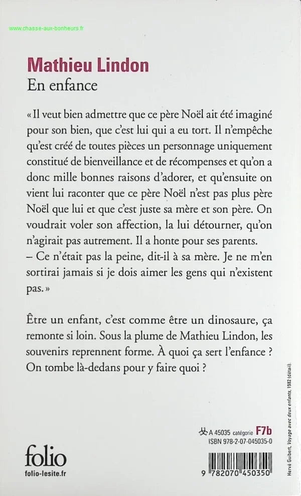 En enfance - Mathieu Lindon - livre