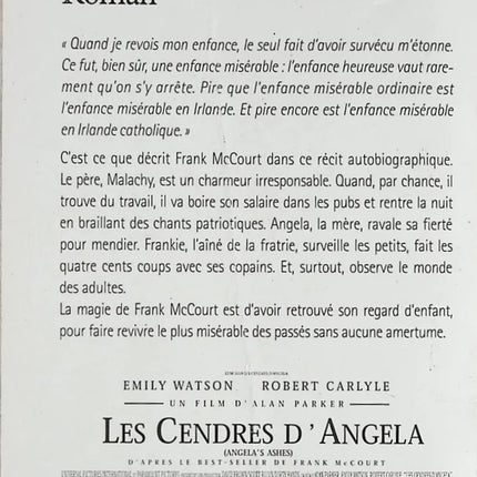 Les cendres d'Angela - Frank McCourt - livre