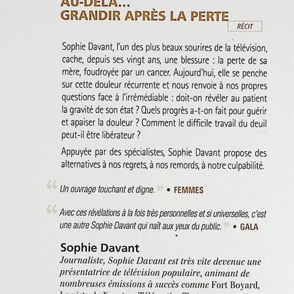 Au-delà... Grandir après la perte - Sophie Davant - livre