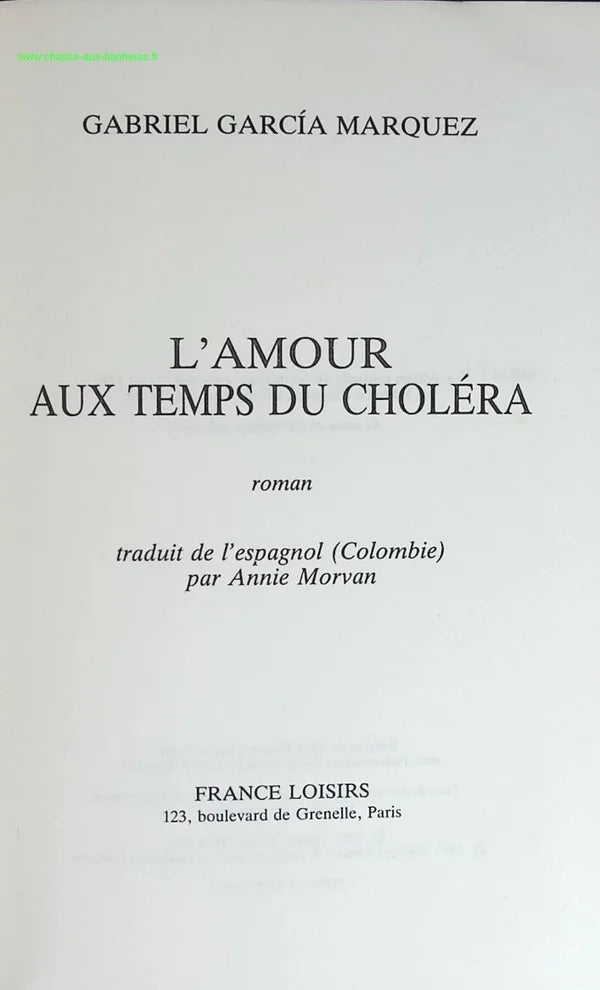 Love in the Time of Cholera. - Gabriel García Márquez - book