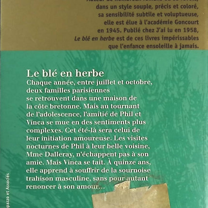 Le blé en herbe - Colette - livre