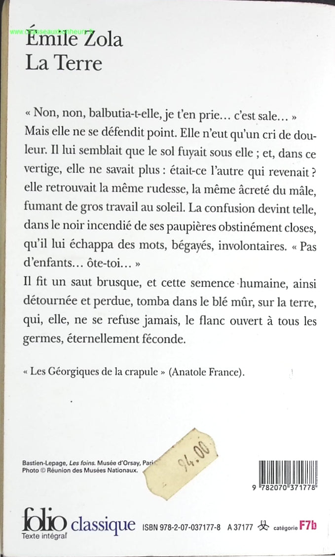 La Terre - Emile Zola - livre