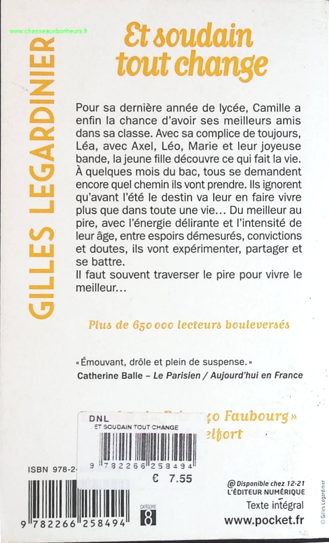 And suddenly everything changes - Gilles Legardinier - book