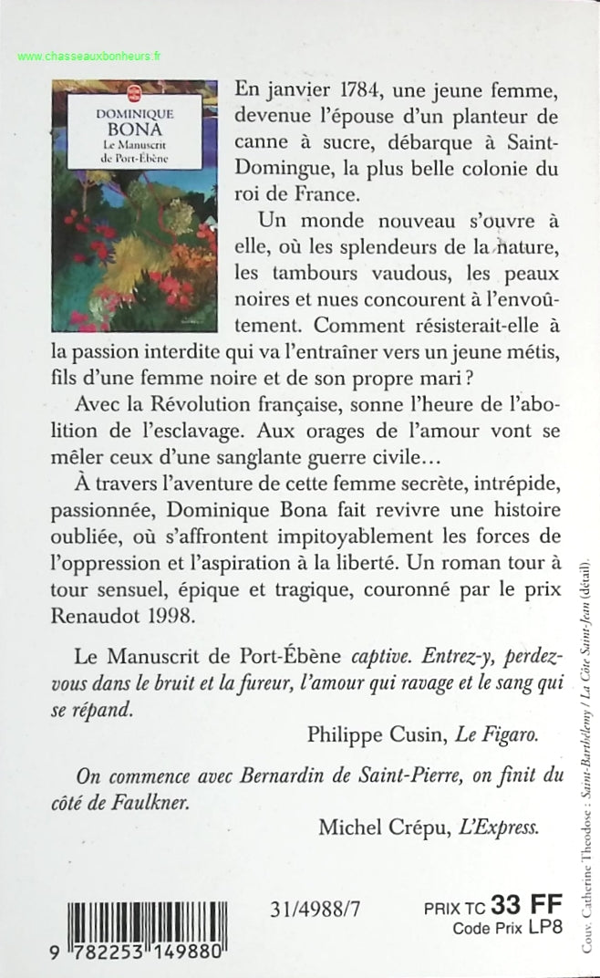 Le manuscrit de Port-Ebène - Dominique Bona - livre