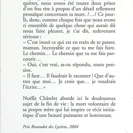 La Dernière leçon - Noëlle Châtelet - livre