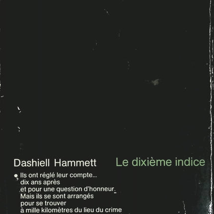 Le dixième indice - Dashiell Hammett - Livre