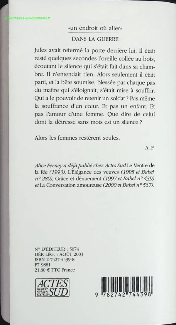 Dans la guerre - Alice Ferney - livre