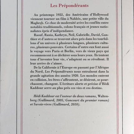Les Prépondérants - Hédi Kaddour - livre