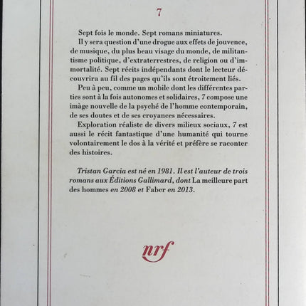 7 - Romans - Tristan Garcia - livre