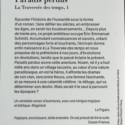 Paradis perdus La Traversée des temps, Tome 1 - Eric-Emmanuel Schmitt - livre