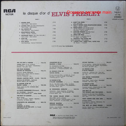 Elvis Presley – Le Disque D'Or d'Elvis Presley – Vinyle 33 tours RCA Victor 740.517 occasion - Disque vinyle 33 tours
