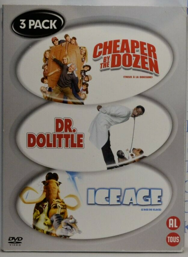 dvd Cheaper by the dozen - Dr. Dolittle - Ice age - 3 dvd - Treize à la douzaine - L'age de glace