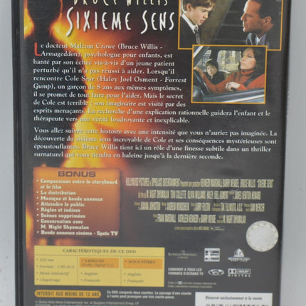 Sixième sens - Bruce Willis - DVD fantastique
