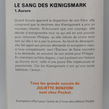 Sang Des Koenigsmark Volume 1 Aurore - Juliette Benzoni - 2014 - book