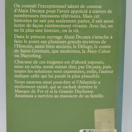 Die großen Geheimnisse der Vergangenheit - Decaux Alain - 1984 - Buch