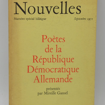 Poètes de la république démocratique allemande spécial bilingue - Mireille Gansel - 1971 - livre