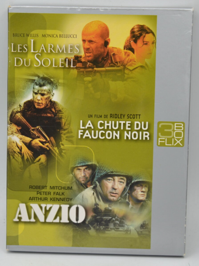 Les larmes du soleil - La chute du Faucon Noir - Anzio - Bruce Willis Monica Bellucci Cole Hauser - coffret 3 Dvd - DVD guerre