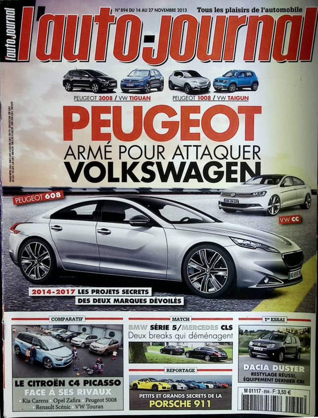 Peugeot armé pour attaquer Wolkswagen - L'auto journal - n°894 - 2013 - revue magazine - voiture