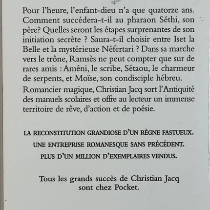 Ramsès, tome 1 - Le Fils de la lumière - Christian Jacq - livre