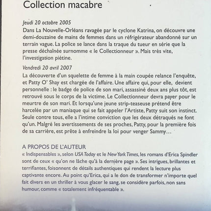 Collection macabre - Erica Spindler - Livre