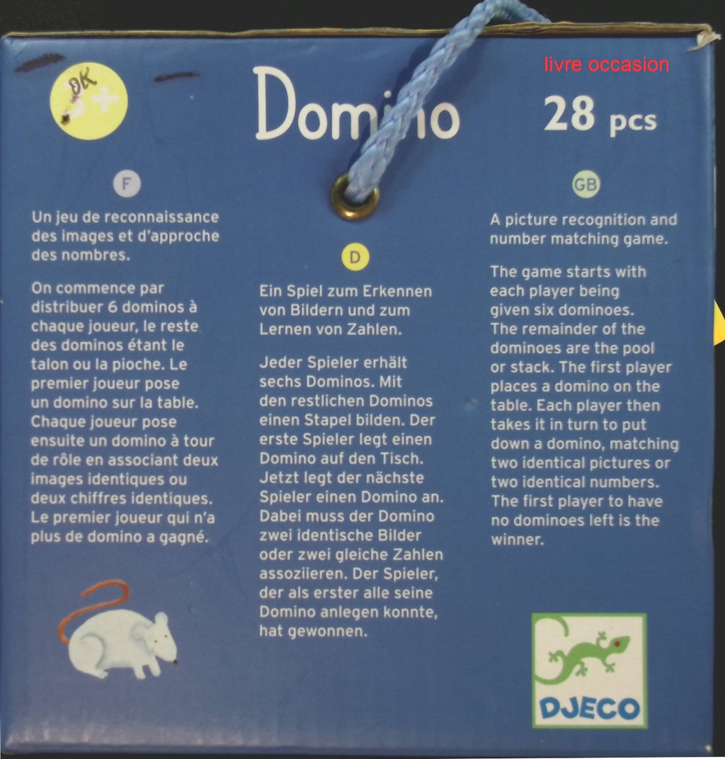 Domino 28 Pièces Animaux Et Couleurs - Djeco - jeu de société