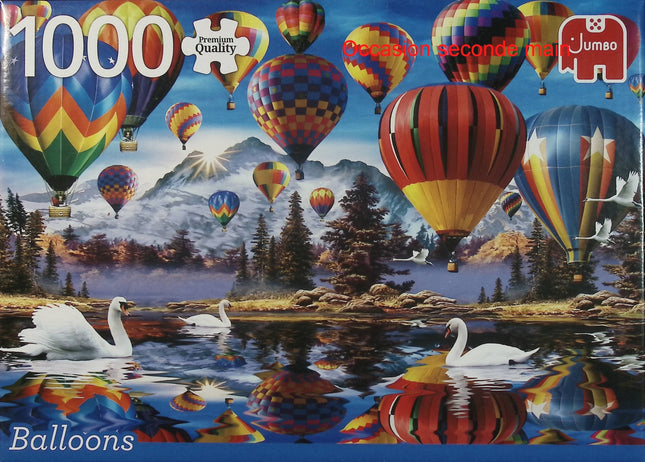 Jumbo Puzzle Balloons 1000 pièces – Puzzle adulte montgolfières et ballons colorés - jeu de société Puzzle