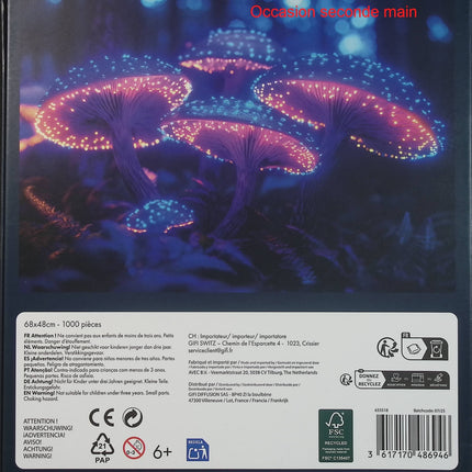 Puzzle phosphorescent 1000 pièces 68 x 48 cm – Puzzle adulte lumineux à assembler - jeu de société Puzzle