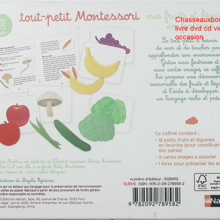 Coffret éducatif Tout-petit Montessori Les fruits et légumes en feutrine Nathan éveil sensoriel dès 15 mois - jeu de société