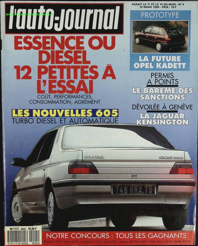 Essence ou diesel 12 petites à l'essai - L'auto journal - n° 5 - 1990 - revue magazine - voiture