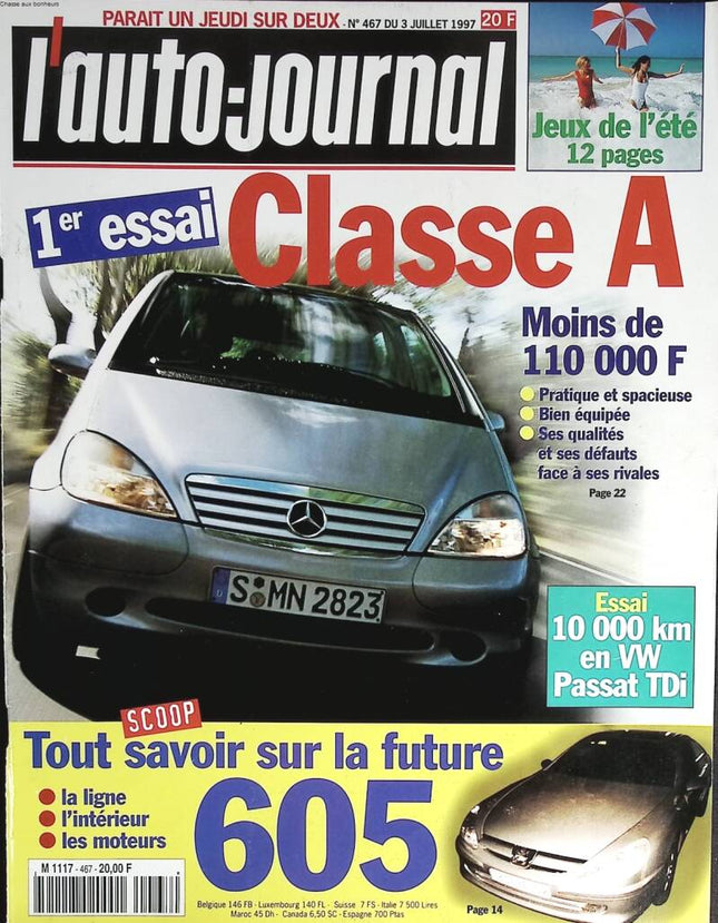 1st Class A test - L'auto journal - n° 467 - 1997 - magazine review - car