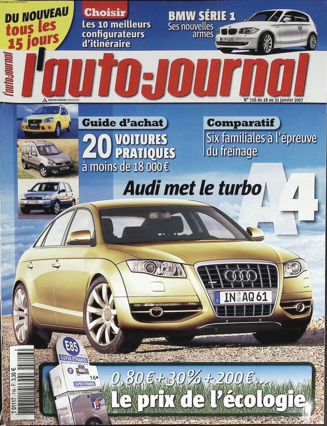 Audi met le turbo - L'auto journal - n° 716 - 2007 - revue magazine - voiture