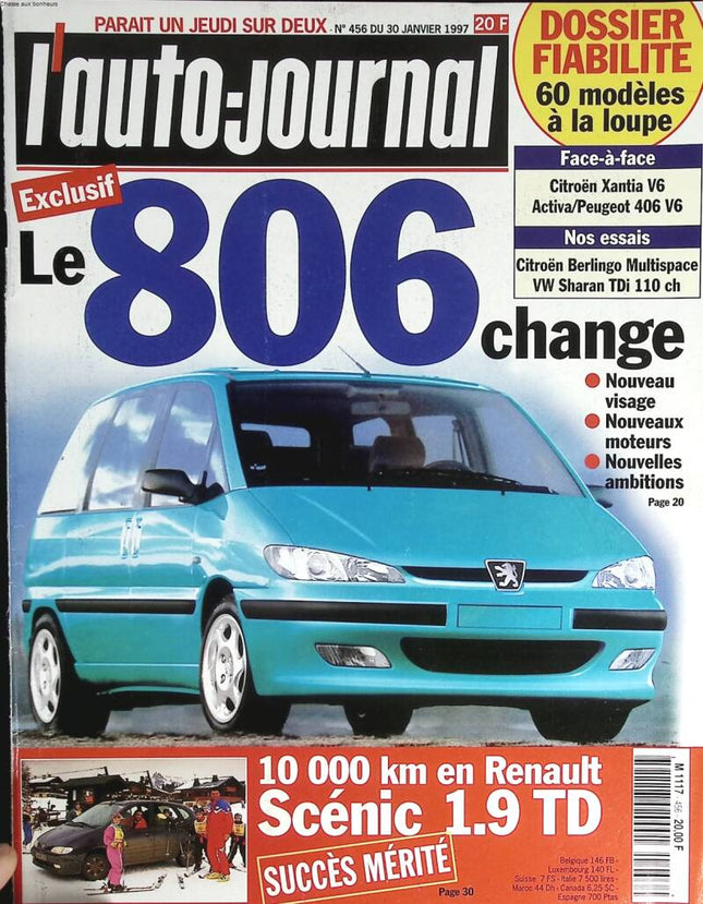 The 806 changes - L'auto journal - n° 456 - 1997 - magazine review - car