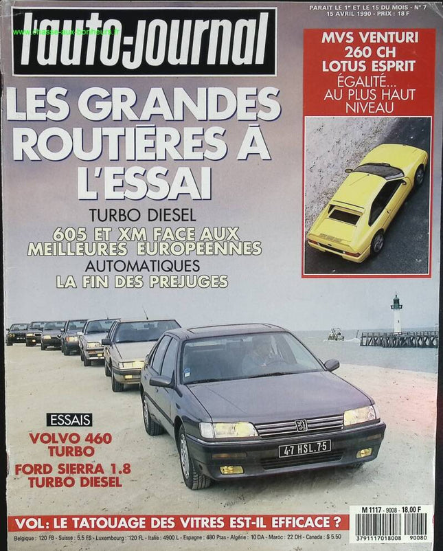 Les grandes routières à l'essai - L'auto journal - n° 7 - 1990 - revue magazine - voiture
