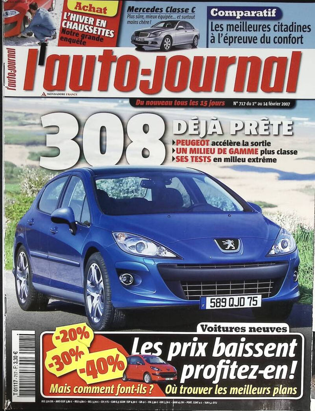 308 déjà prête - L'auto journal - n° 717 - 2007 - revue magazine - voiture