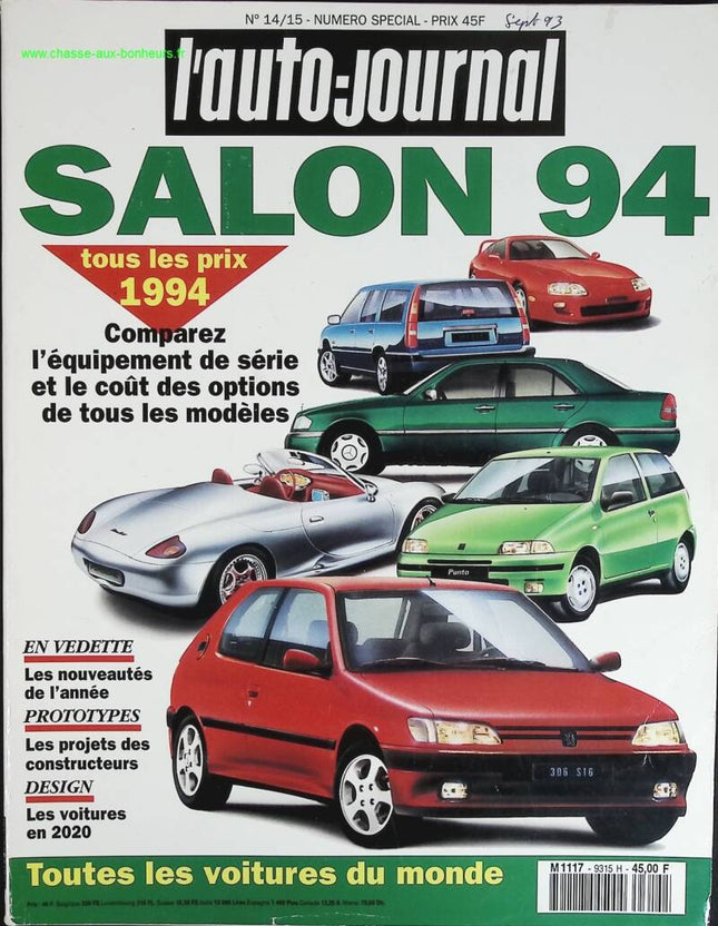 Spécial salon 1994 - L'auto journal - n° 14/1 - 1993 - revue magazine - voiture