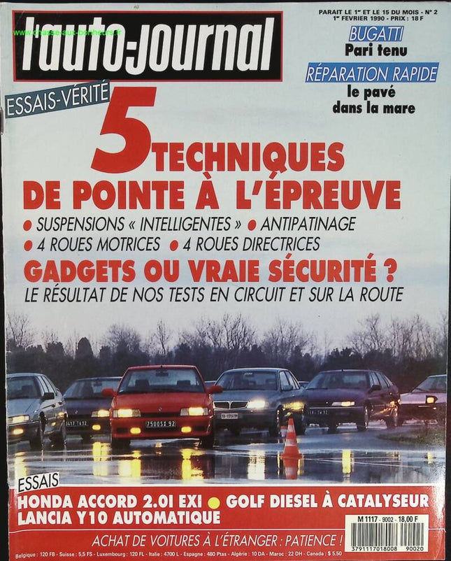 5 technique de pointe à l'épreuve - L'auto journal - n° 2 - 1990 - revue magazine - voiture