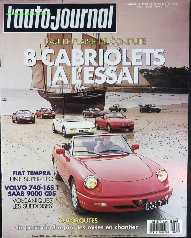 8 cabriolets à l'essai - L'auto journal - n° 9 - 1990 - revue magazine - voiture