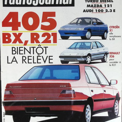 Peugeot 405 Citroën BX Renault 21 - L'auto journal - n° 8 - 1991 - magazine review - car